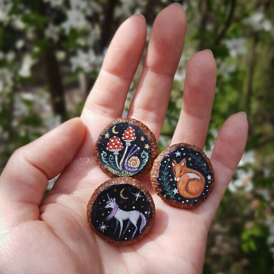 I Create Magical Paintings On Wood Inspired By The Forest