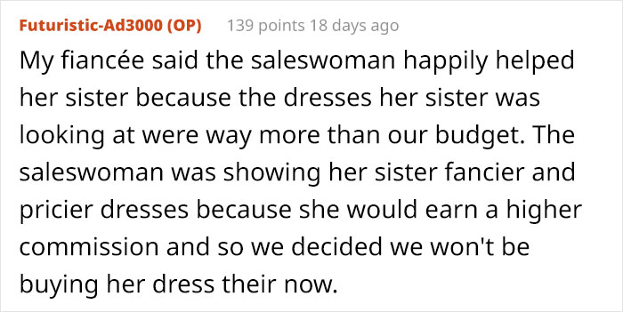 Guy Uninvites Fiancée's Closest Family From The Wedding After They Make Her Wedding Dress Shopping All About Her Sister Guy Uninvites Fiancée's Closest Family From The Wedding After They Make Her Wedding Dress Shopping All About Her Sister