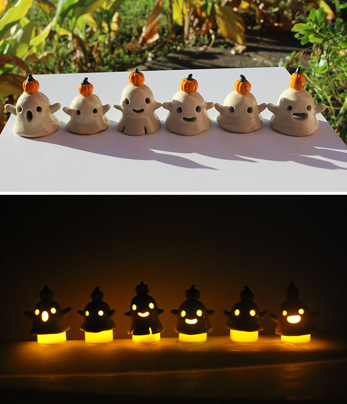 I Made These Ceramic Ghost Buddies With Tea Lights!