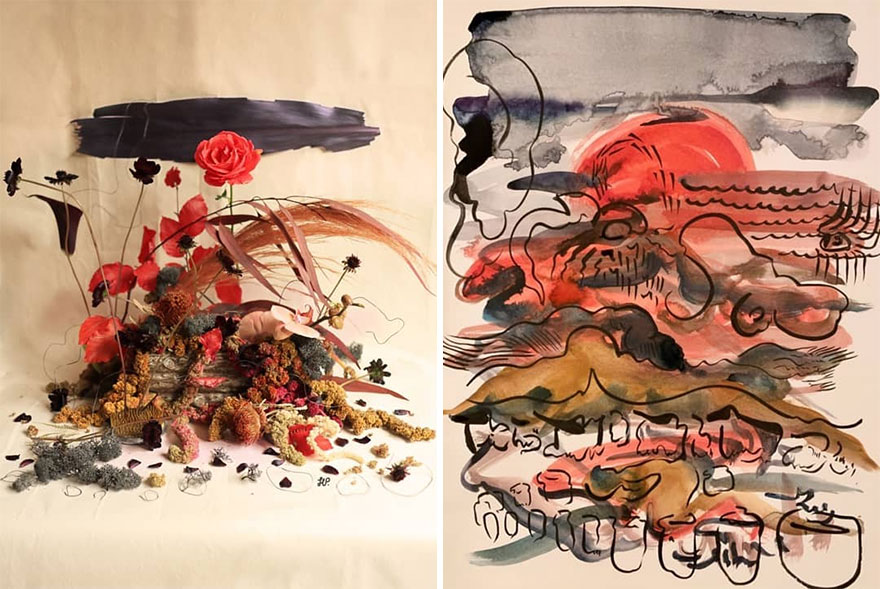 Artist Performs Floral Interpretations Of Great Works Of Art