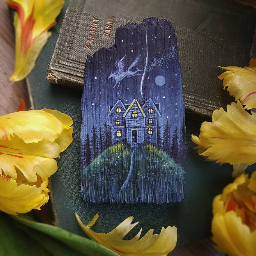 I Create Magical Paintings On Wood Inspired By The Forest