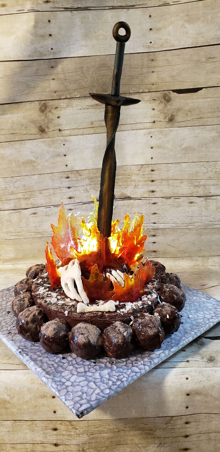 Dark Souls Inspired Cake. All Made With Edible Materials