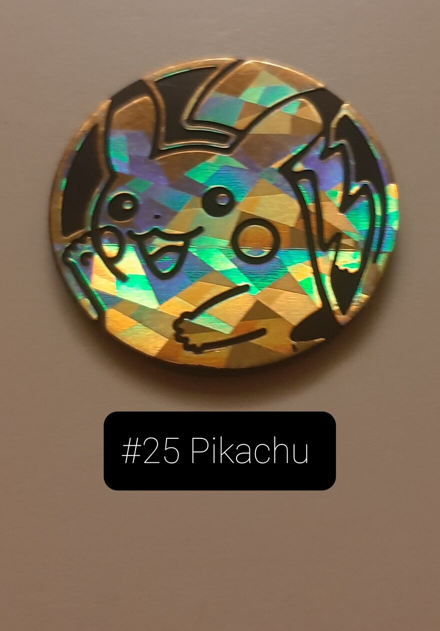 I Took Pictures Of 19 Unique Pokemon Coins That Were Reflected By The Light