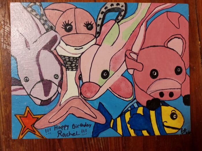 Painting Of Stuffed Dolphins And Pig