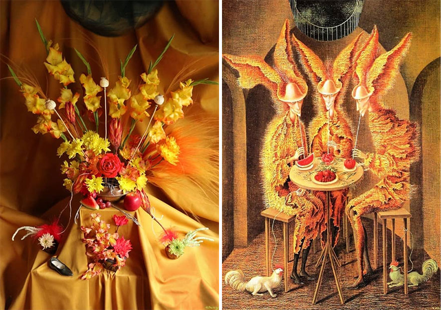 Artist Performs Floral Interpretations Of Great Works Of Art