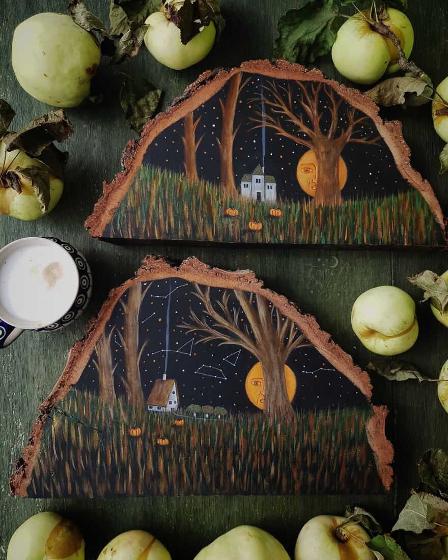 I Create Magical Paintings On Wood Inspired By The Forest