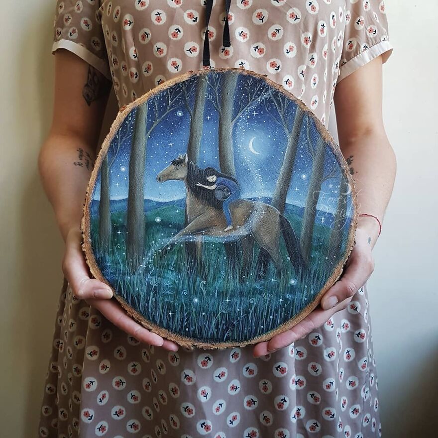 I Create Magical Paintings On Wood Inspired By The Forest