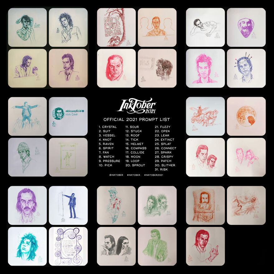 31 Drawings Inspired By Nick Cave For This Year's Inktober 31 Drawings Inspired By Nick Cave For This Year's Inktober