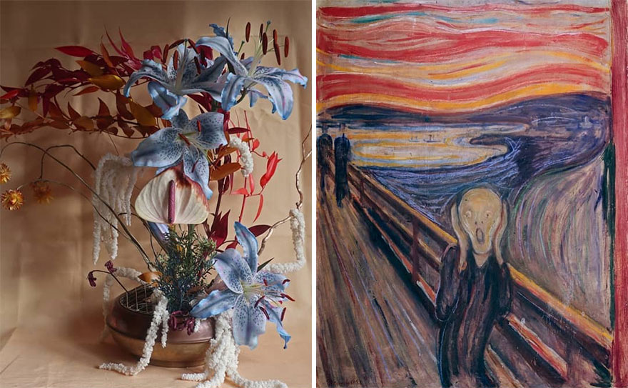 Artist Performs Floral Interpretations Of Great Works Of Art