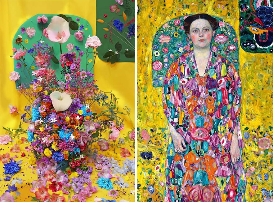 Artist Performs Floral Interpretations Of Great Works Of Art