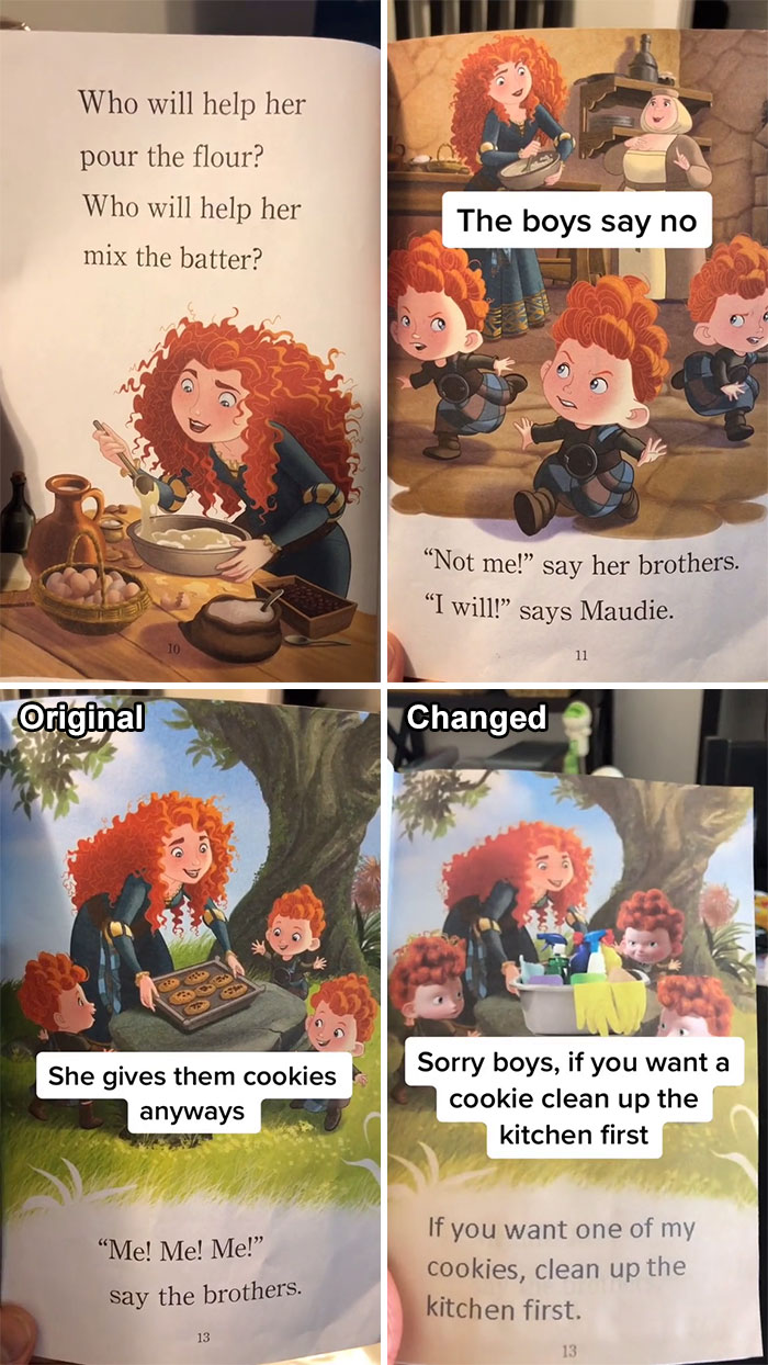 Merida Is Baking Cookies And Asks For Help. The Boys Say No. She Gives Them Cookies Anyways. Sorry Boys, If You Want A Cookie, Clean Up The Kitchen First