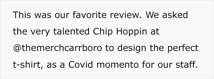 Restaurant Finds This Anti-Masker's 1-Star Review So Ridiculous That They Put It On A T-Shirt And People Are Loving It Restaurant Finds This Anti-Masker's 1-Star Review So Ridiculous That They Put It On A T-Shirt And People Are Loving It