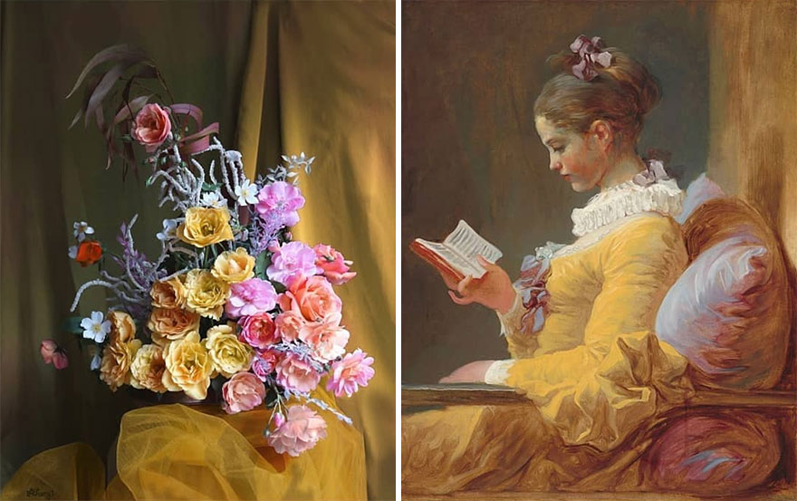 Artist Performs Floral Interpretations Of Great Works Of Art