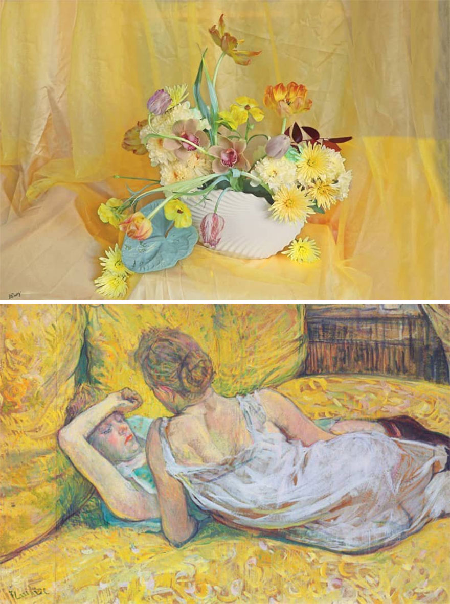 Artist Performs Floral Interpretations Of Great Works Of Art