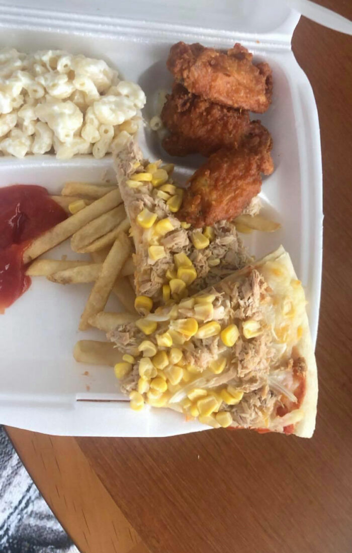 I Feel Like Posting US Military Rations Should Be Cheating, But Here’s Some Tuna And Corn Pizza And “Wings”