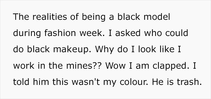 Black Top Model Redid Her Own Makeup And Hair 10 Minutes Before Walking The Runway Because The Makeup Artists Failed Black Top Model Redid Her Own Makeup And Hair 10 Minutes Before Walking The Runway Because The Makeup Artists Failed
