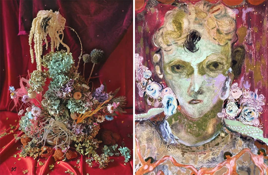 Artist Performs Floral Interpretations Of Great Works Of Art
