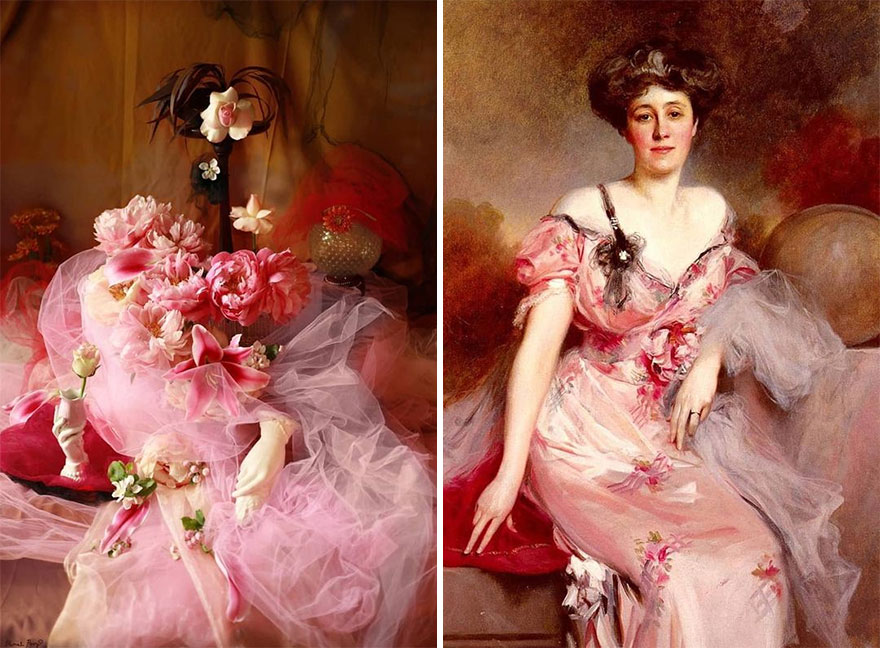 Artist Performs Floral Interpretations Of Great Works Of Art