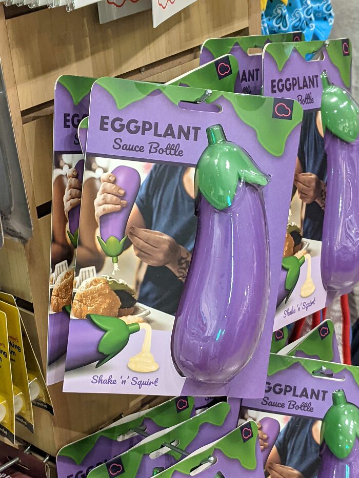 An Eggplant Emoji Sauce Bottle