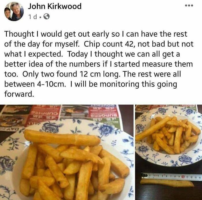 There’s A Facebook Group Dedicated To Measuring The Portions Of Chips (Fries) Served At Wetherspoon’s