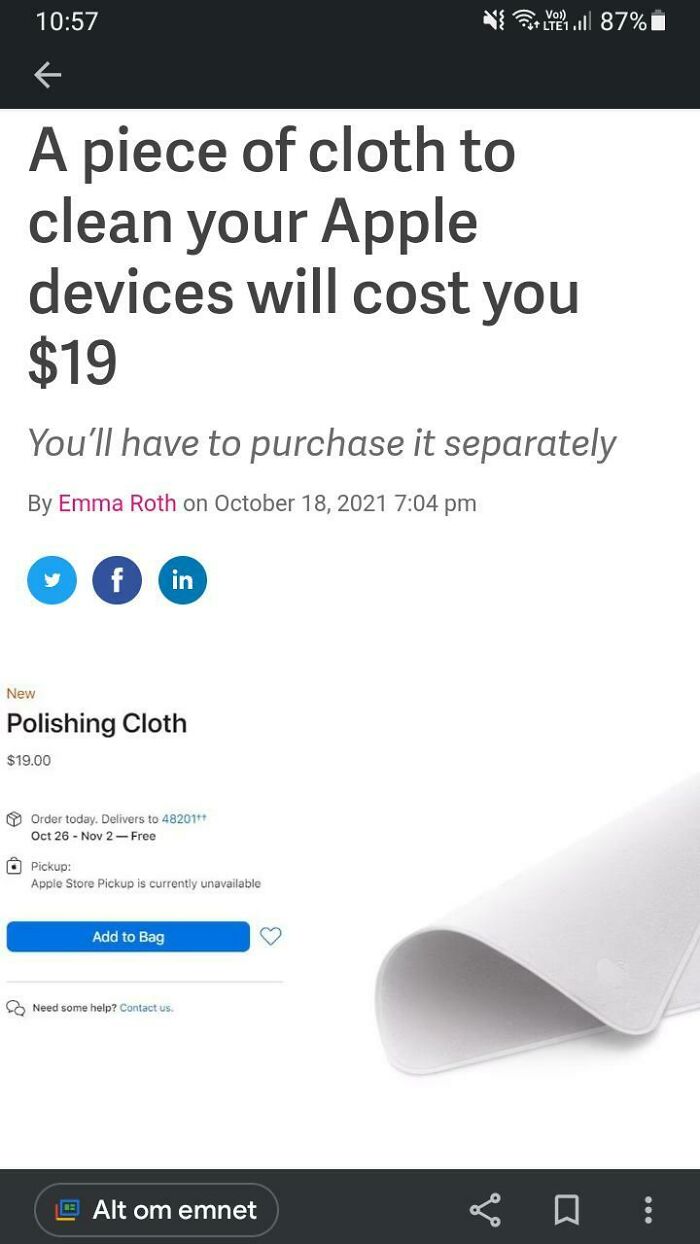 Ofc Apple Will Charge $19 For A Piece Of Cloth...