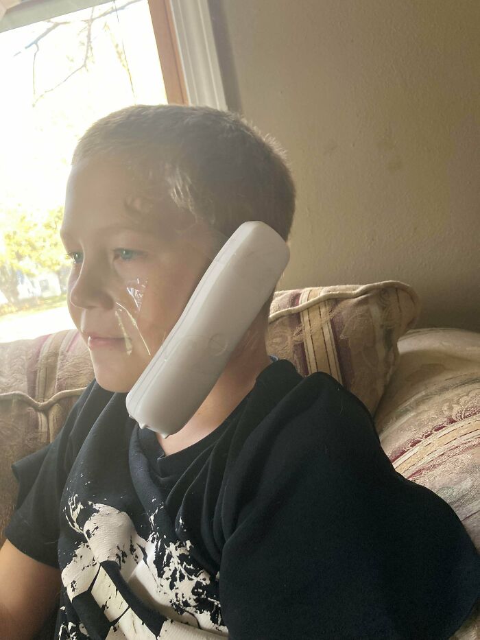 My 11 Year Old Scotch Taped The Phone To His Face So He Could Play Xbox And Talk