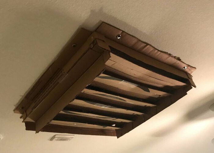 My 96y/O Great Grandma Was Having Trouble. Her Apartment’s Ac Vent Blew Directly Into Her Eyes To The Point She Couldn’t Watch TV Or Read Anymore. I Made A Cardboard Vent Cover To Go Over The Vent & Reverse The Air Flow Direction