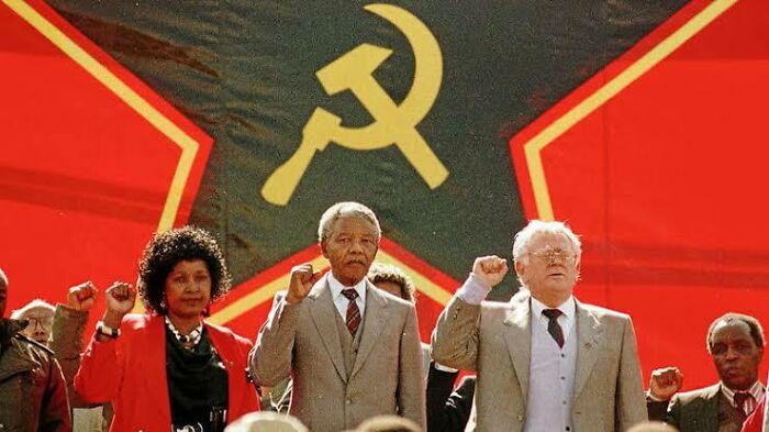 Nelson Mandela At A South African Communist Party Rally. Soweto, 1990.