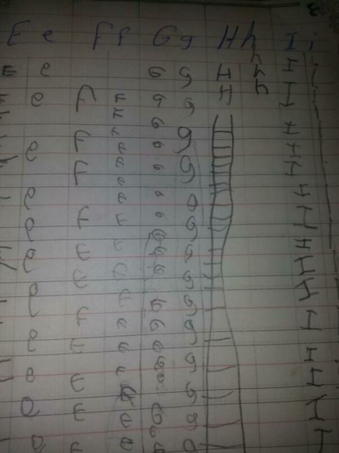 My Lazy Little Brother Learning Writing English Letters