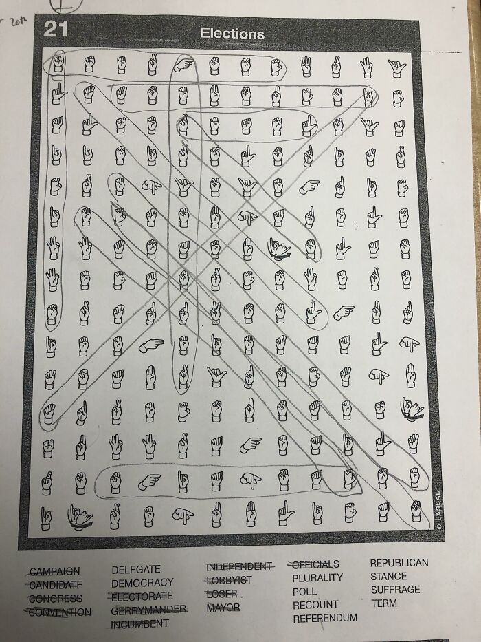 Our Teacher Had Us Do Word Searches In Asl To Practice Finger Spelling