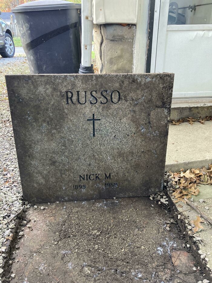 Finally Dug Up The Slippery Stone Block Outside My Door, Turns Out It Was A Headstone