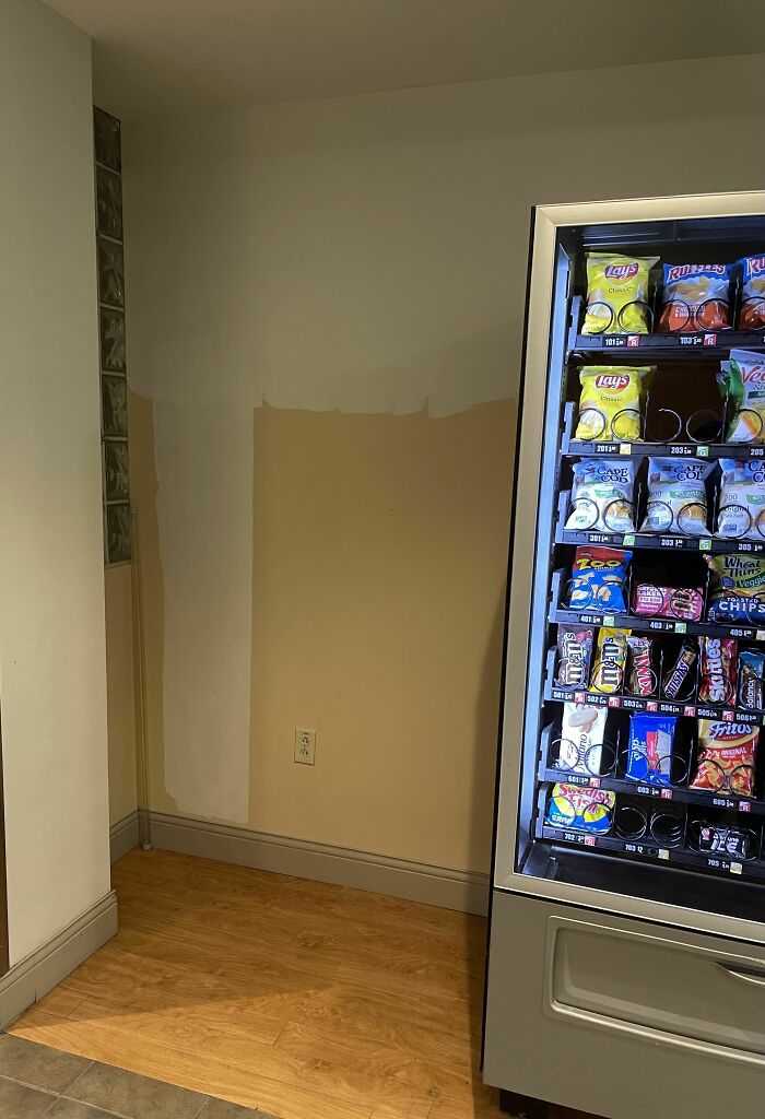 A Vending Machine Was Removed At Work, Exposing A Lazy Paint Job