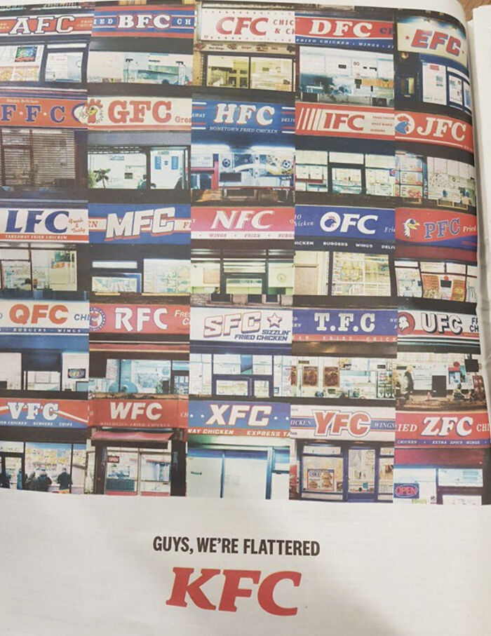 Newspaper/Billboard Ad From KFC — An Alphabet Of Imitations