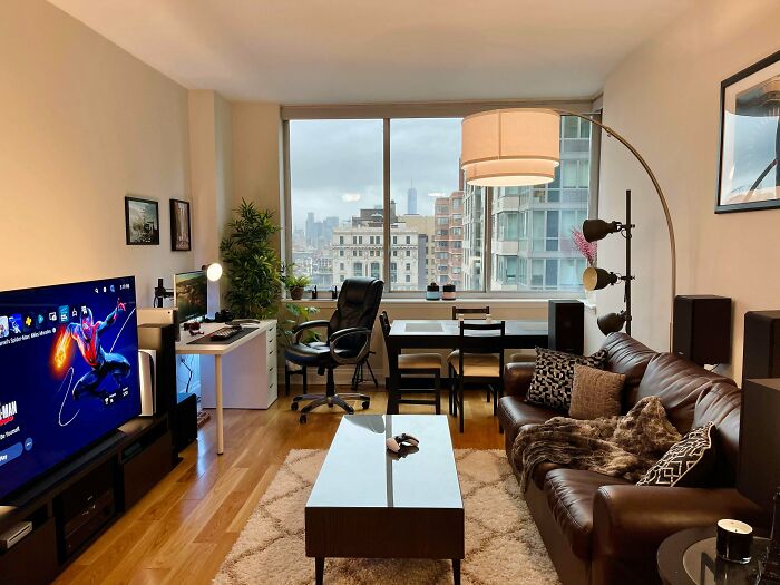 Moved To NYC And Setup My First Living Room. The View From The Window Is Incredible
