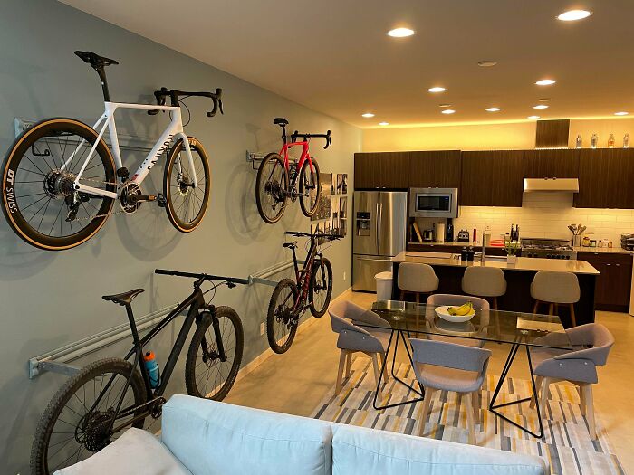 My Townhouse Has Little Storage So I Used My Bikes As Wall Art