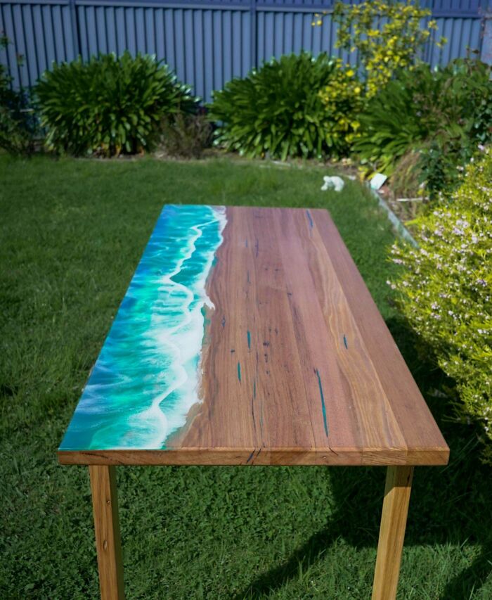 Wife Wanted A Study/Hobby Table And I Wanted To Experiment With Epoxy Resin. This Is My First Epoxy Resin Table And There Are Lots Of Mistakes Up Close, But All In All Not A Bad Build