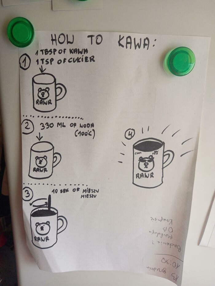 I Couldn't Remember How My Husband Like His Coffee So He Made A Cheat Sheet For Me