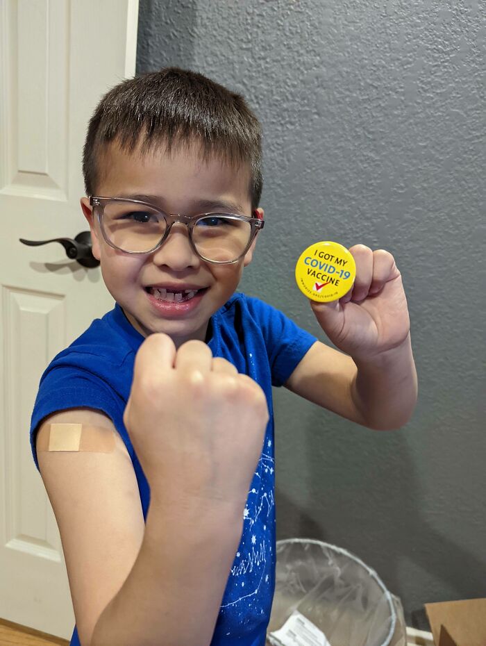 First Kid At His Elementary School To Get The Vaccine