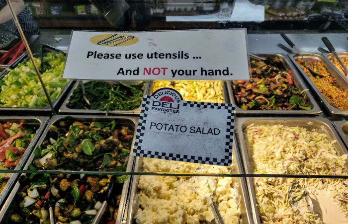 You Know This Sign Was Only Put Up After Someone Grabbed A Fistful Of Potato Salad. Seen In Waldwick, Nj