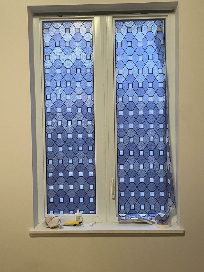 I Spent Over An Hour Trying To Cover My Windows Before Realizing That The Second Panel Has A Slightly Different Pattern, And That The Squares Don’t Line Up
