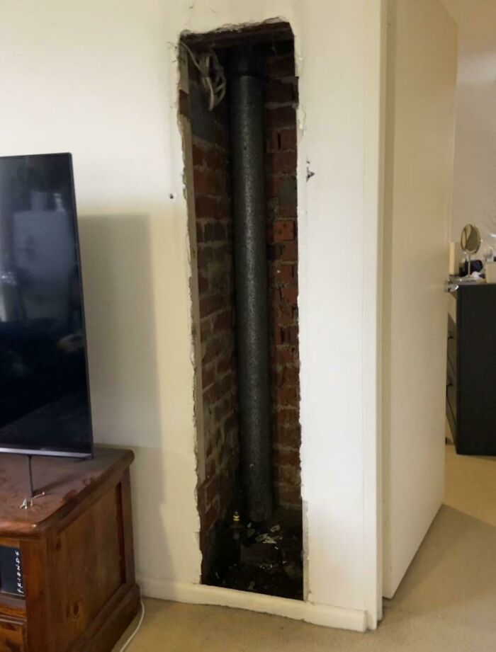 Our Landlord “Urgently” Needed To Remove The Broken Panel Heater In July, Leaving Us With This Hole. It’s Now November And Apparently Repairing The Hole Wasn’t As Urgent...