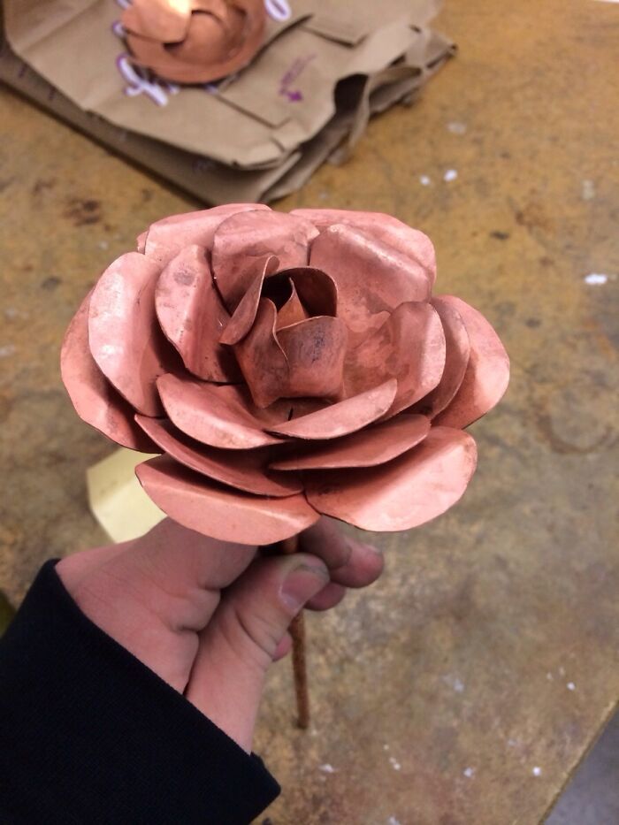 I Made My Girlfriend A Rose Out Of Copper For Valentines Day