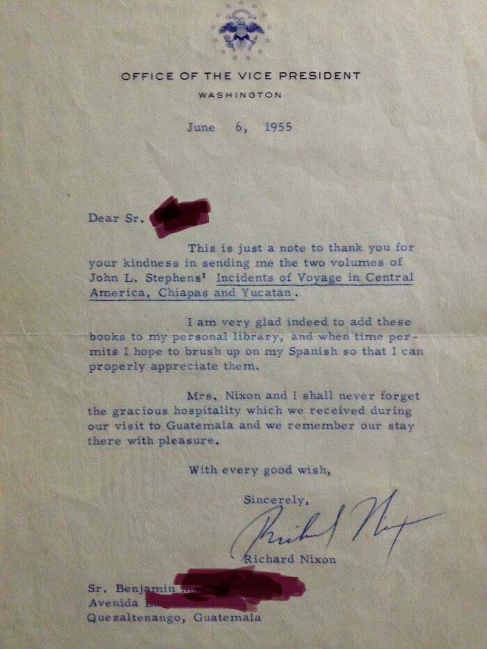 I Found A Letter From Richard Nixon From 1955 In My Grandfathers Stuff In Guatemala