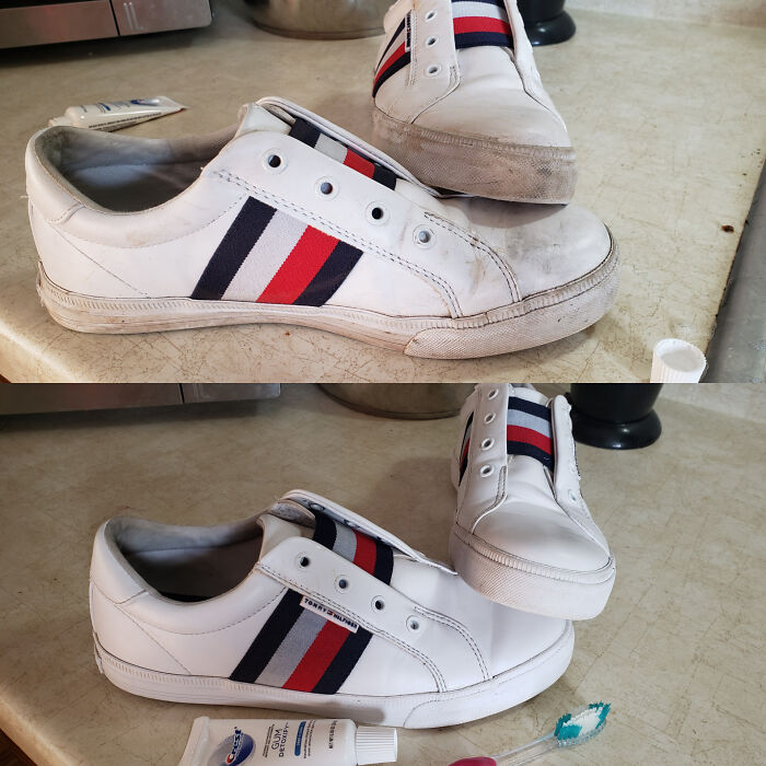 Its Amazing What Toothpaste And An Old Toothbrush Can Do For Your Shoes!