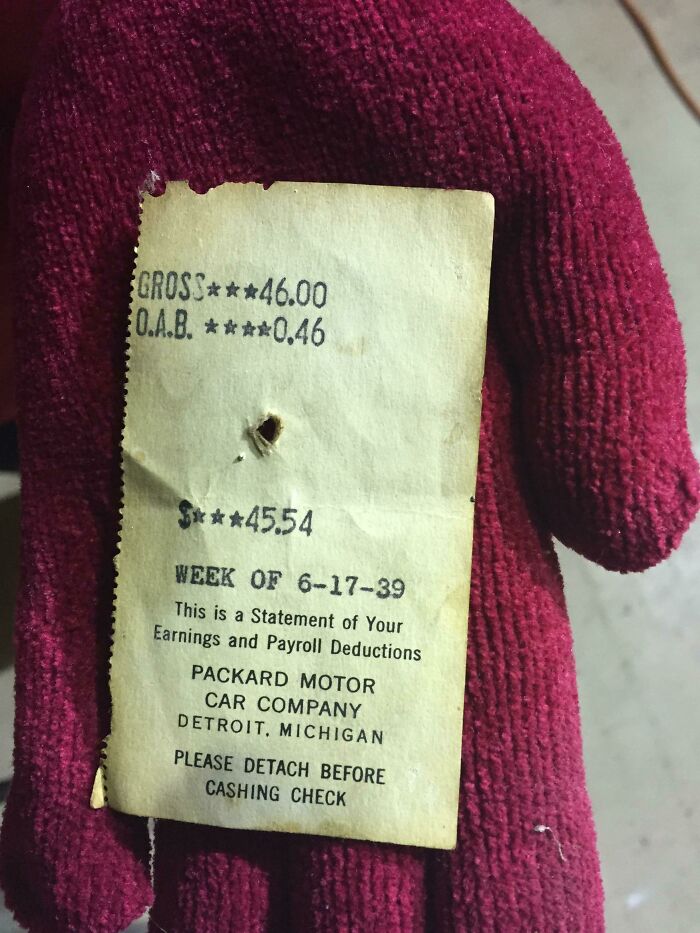 A Pay Stub We Found While Renovating Our Home