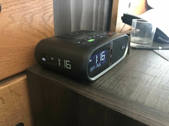 Alarm Clock By Ihome Shows The Time On The Front And Sides So You Can Check The Time In Bed Without Having To Move. The Sides Are Also Less Bright So As Not To Bother You While Sleeping