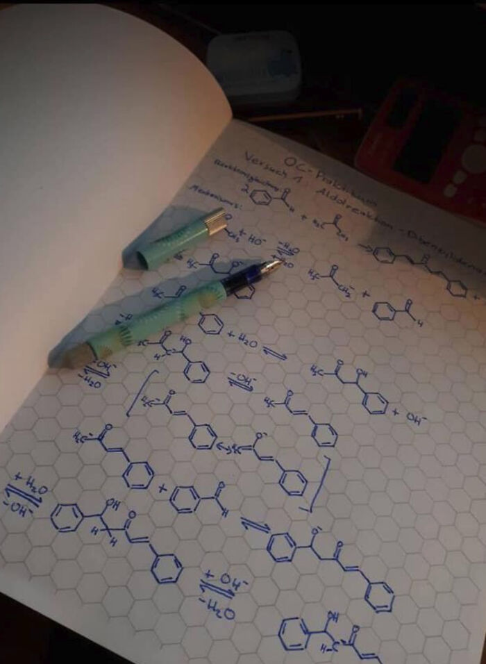 Este cuaderno tiene papel hexagonal para tomar notas en clase de química orgánica