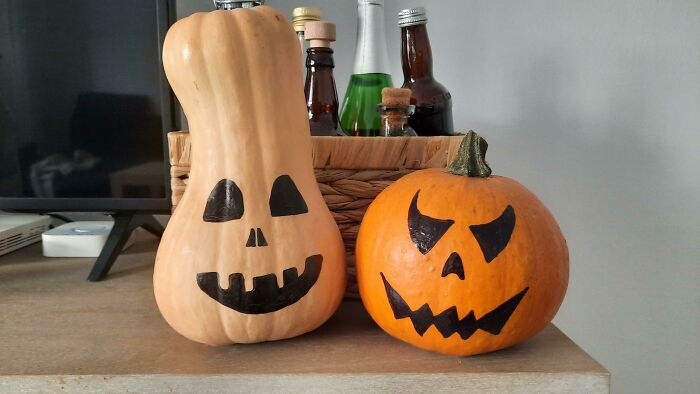 Instead Of Carving Pumpkins I Started To Draw Them With A Marker So I Can Still Use Them For Cooking