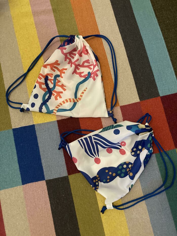 Sewed These Beach Bags Using My Old Shower Curtain Instead Of Throwing It Out!
