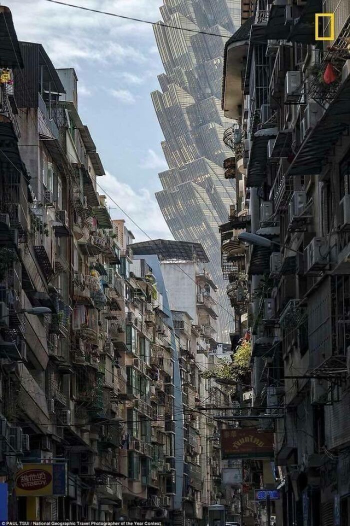 A Truly Astounding Image. A Street In Macau With The Grand Lisboa Casino Looming In The Background